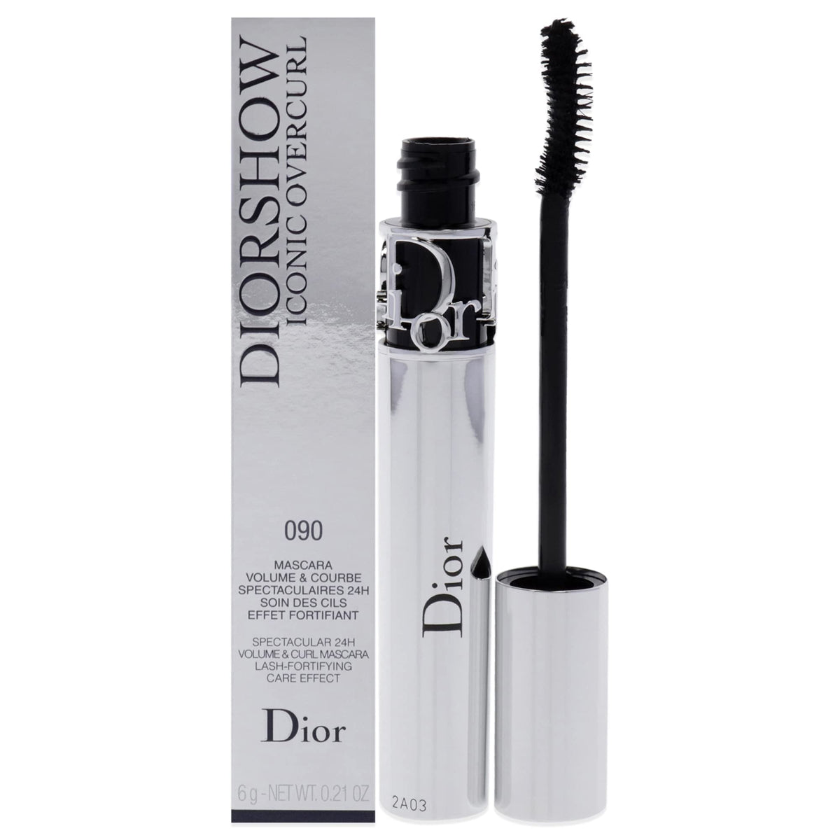 Dior Diorshow Iconic Overcurl front packaging showing tube and shade for bold lashes benefit