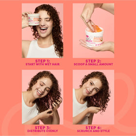 dippity-do gel applied to damp curls for defined styling benefit
