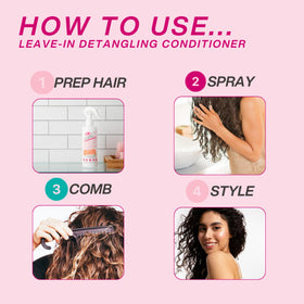 Dippity Do applying product to wet hair to improve detangling and manageability