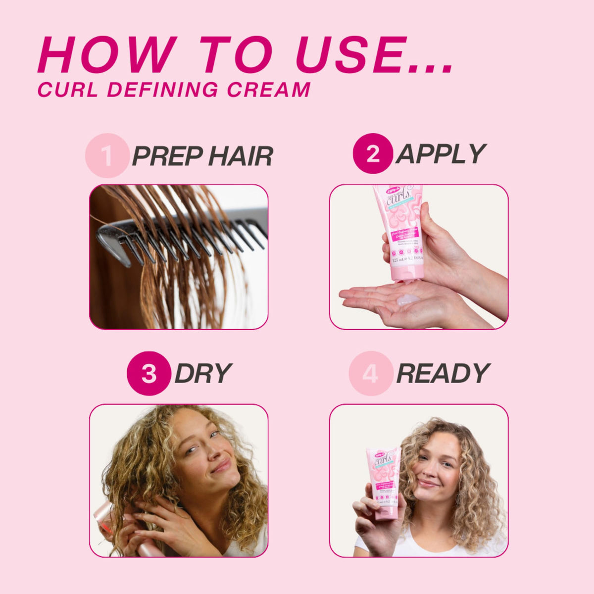 dippity do diffuser styling action illustrating defined, voluminous curls