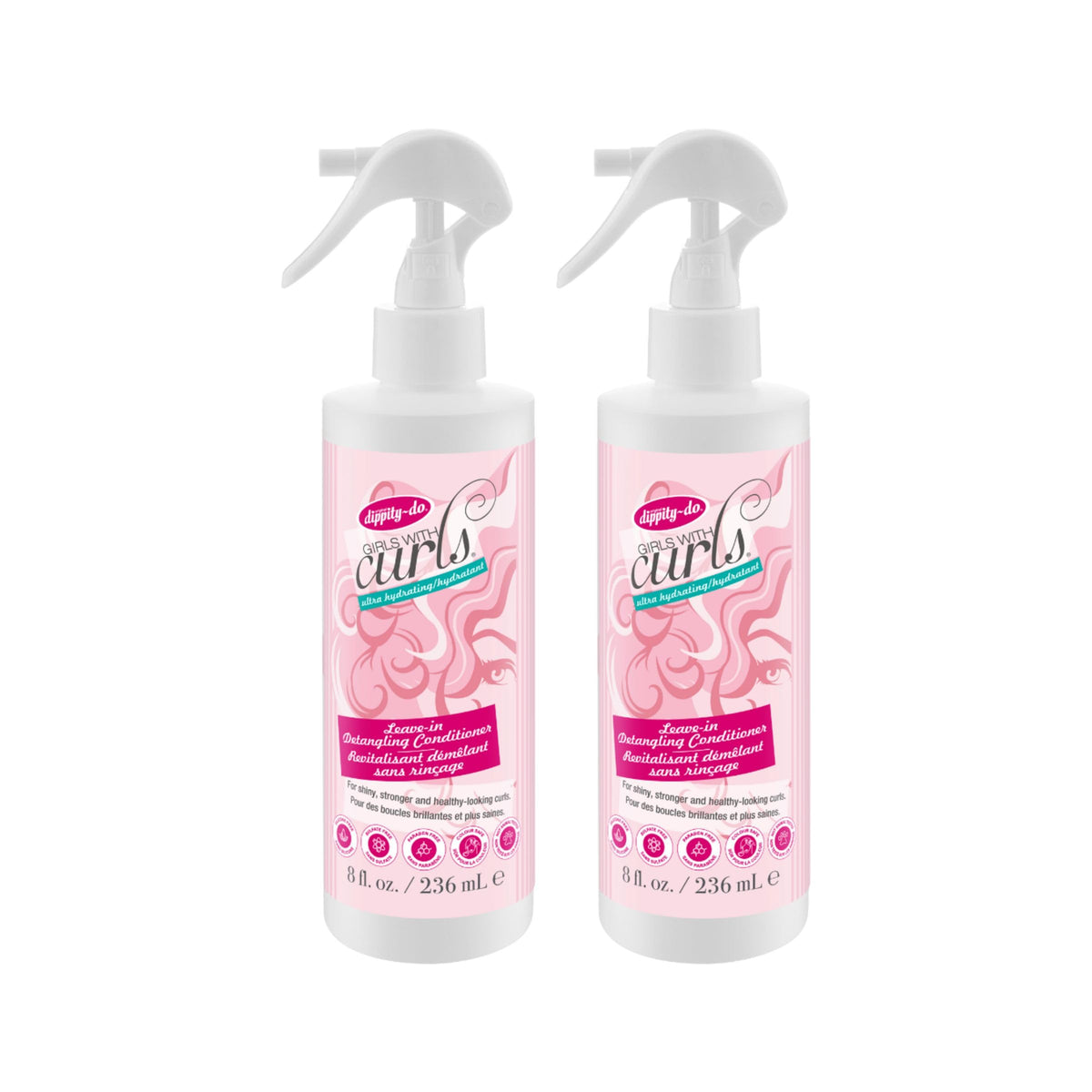 Dippity Do front packaging duo showing product benefits and two bottles