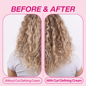dippity do on curly hair damp model showing enhanced curl shaping benefit