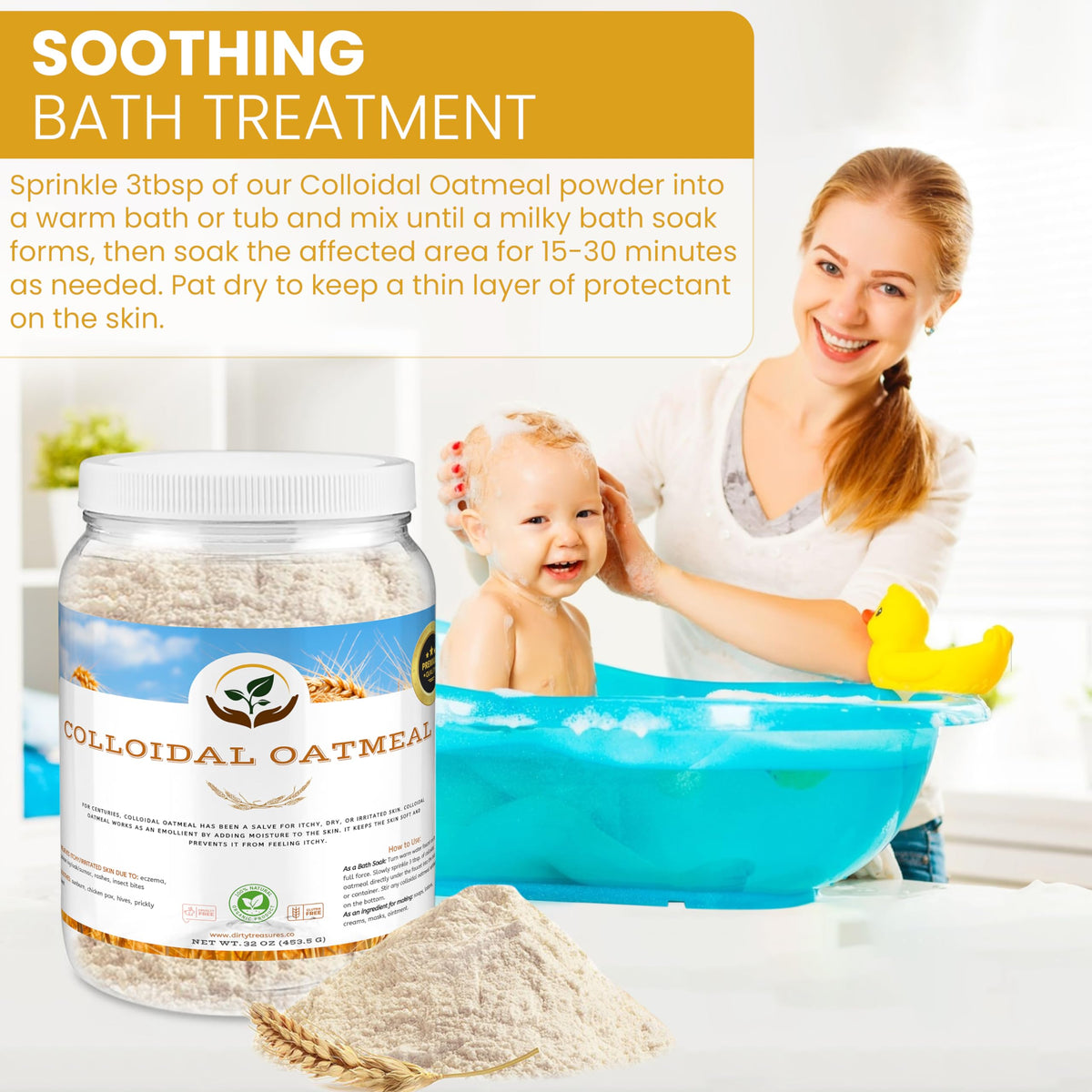 Dirty Treasures powder with wooden scoop highlighting fine texture and easy dosing
