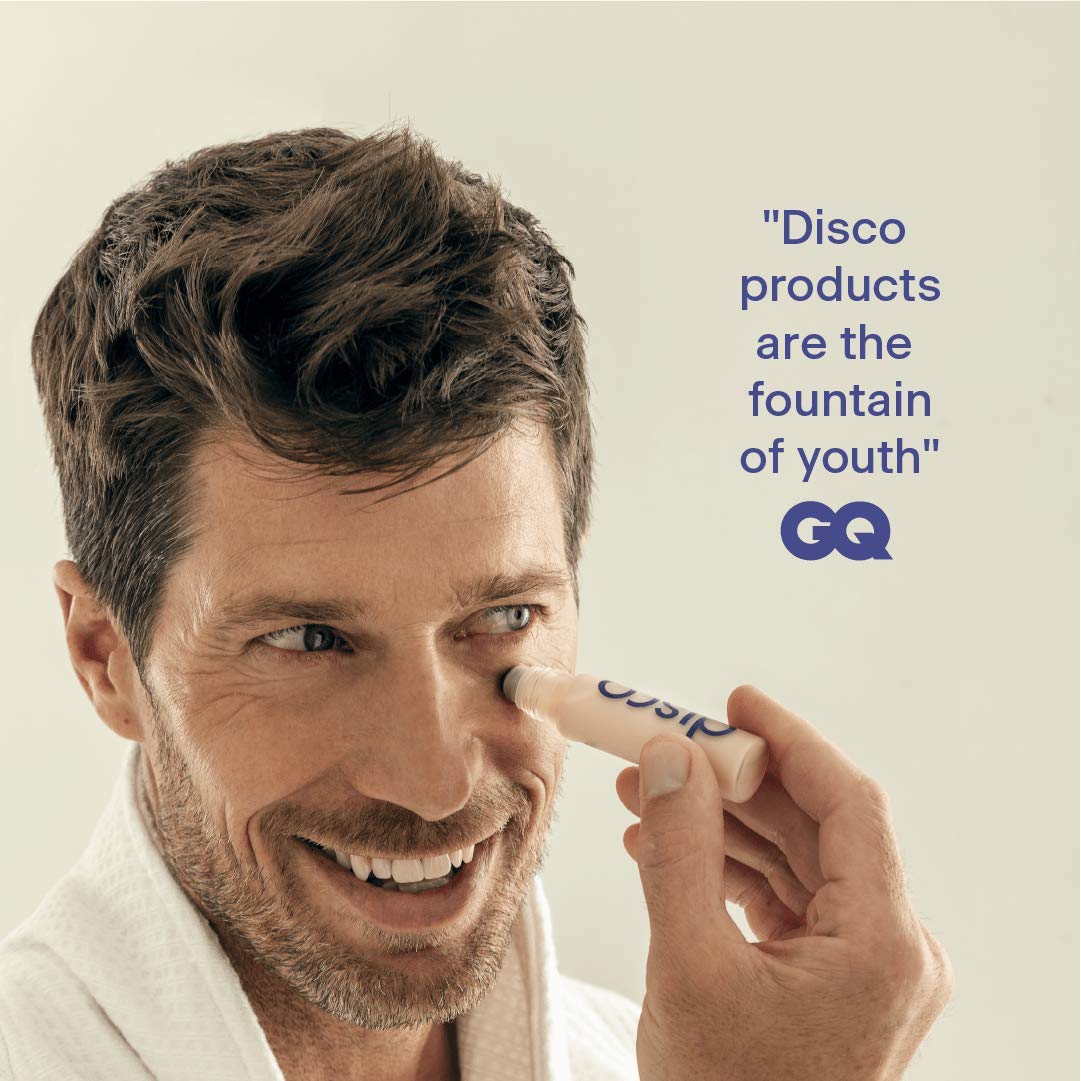 Disco creamy serum texture applied under eye demonstrating quick absorption
