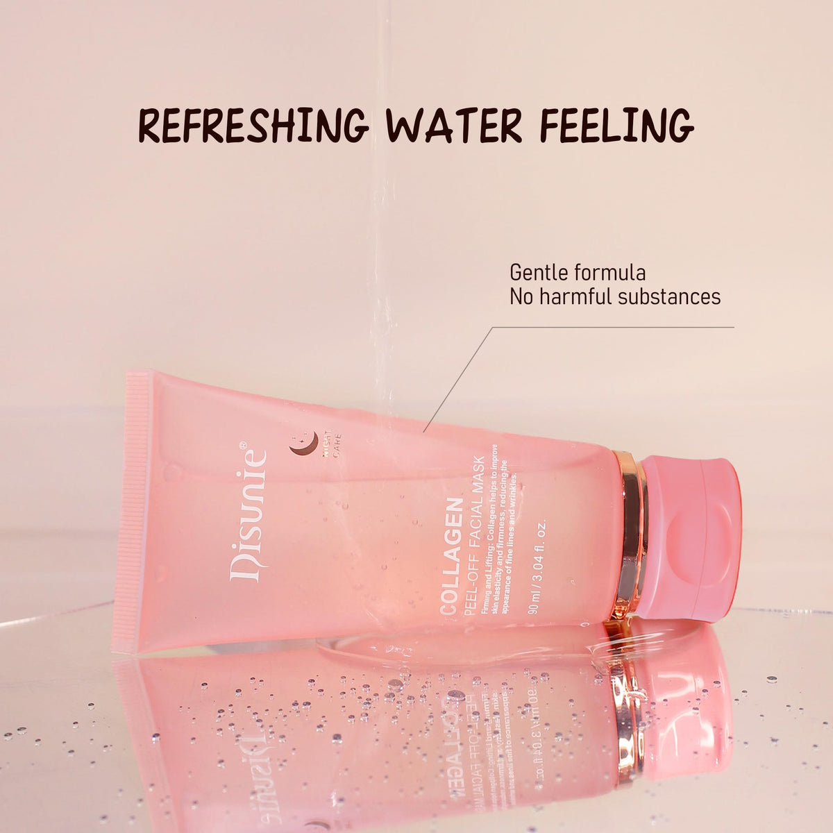 Disunie mask texture close-up highlighting smooth film and hydrating finish