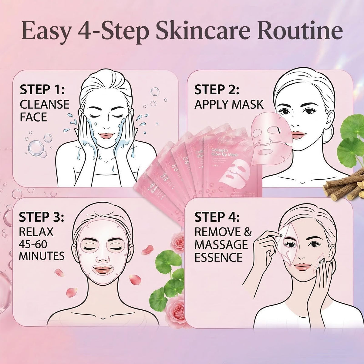 Flat lay of eight DiuGouNi sheets showing value pack for repeated treatments