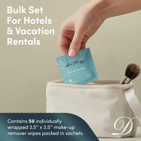 Diversified Hospitality unwrapped wipe on hand showing easy, hygienic use