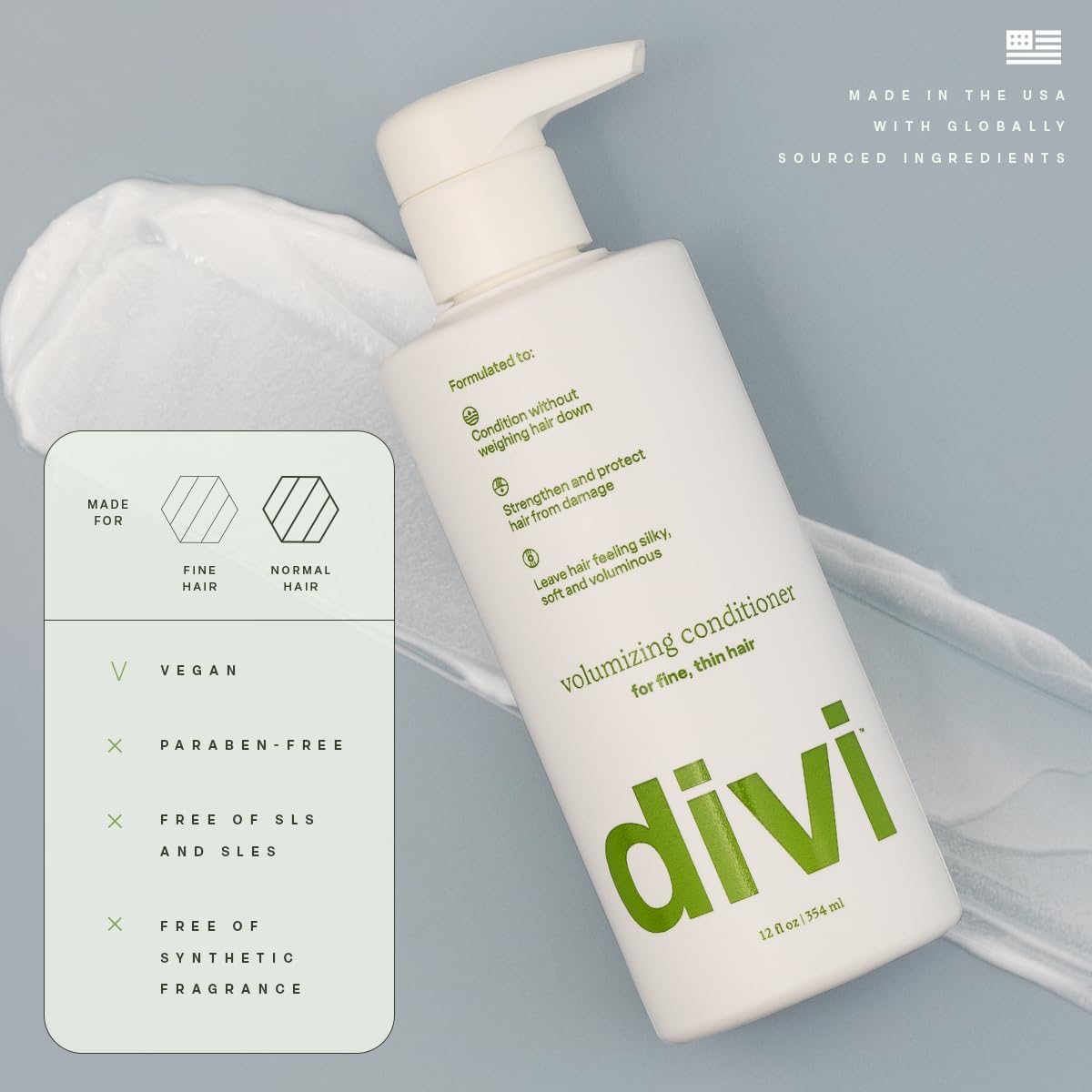 Divi conditioner being applied in shower for easier detangling