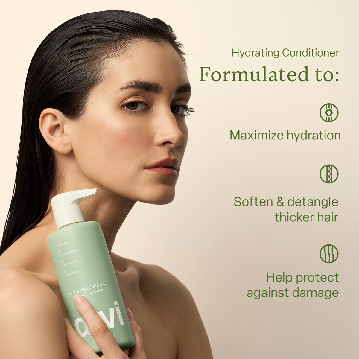 Divi conditioner bottle close-up label emphasizing detangling and nourishment