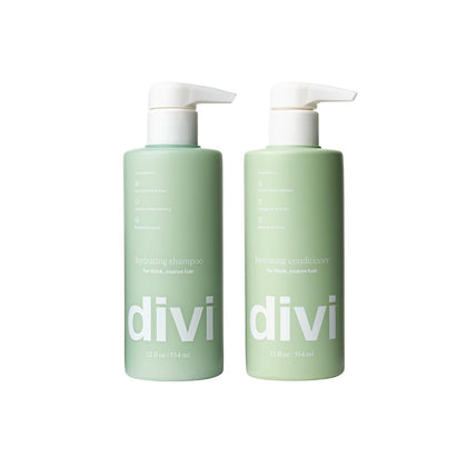 Divi front packaging set showing both 12 fl oz bottles and clear benefits