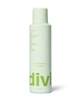 Divi front packaging spray can showing product branding and benefits