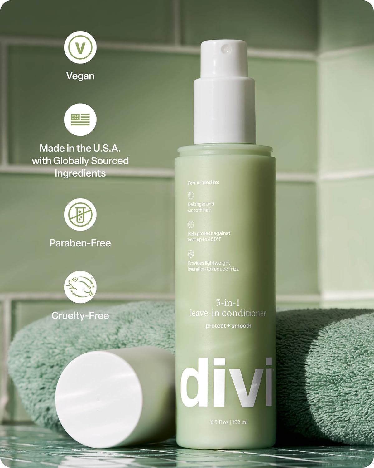Divi label close-up highlighting vegan paraben-free claims for ingredient transparency benefit