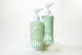 Divi set on bathroom shelf styled in a routine-ready lifestyle scene