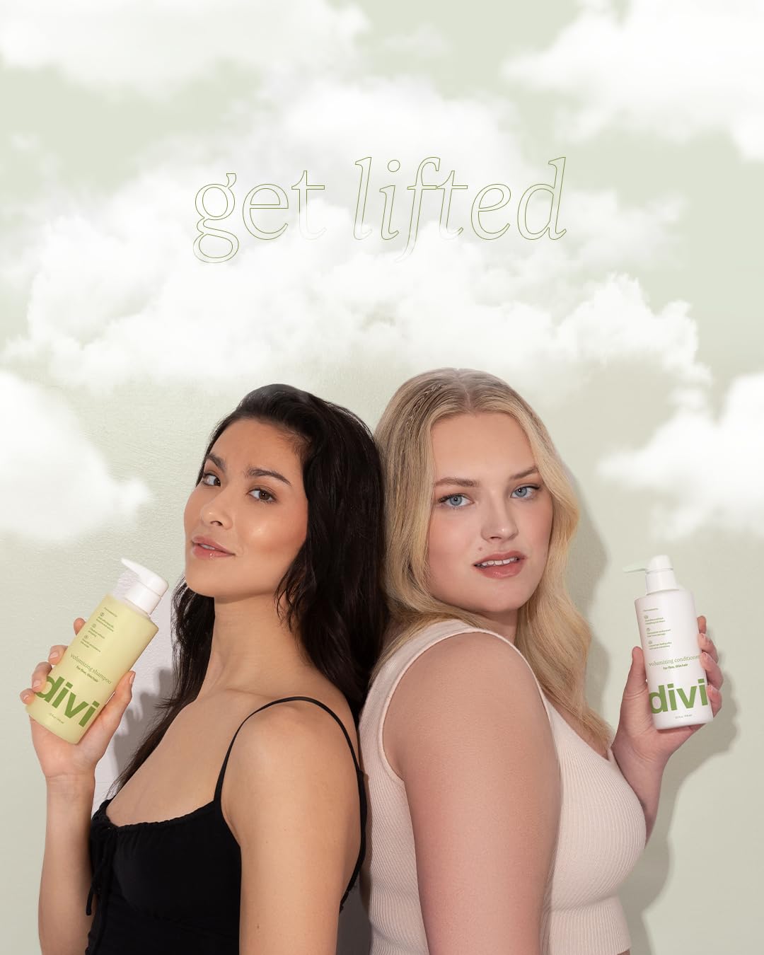divi lifestyle model with blow-dried hair illustrating lifted, touchable volume