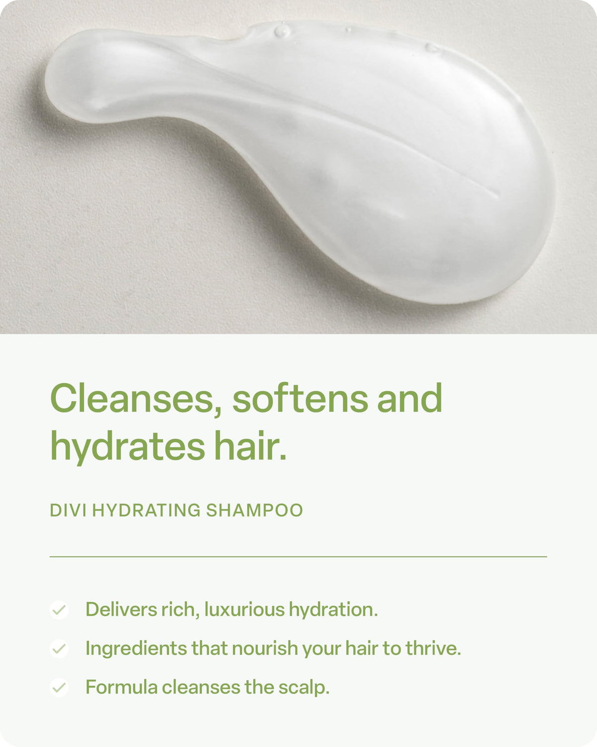 Divi bottle pump and label highlighting ingredients and easy dispensing