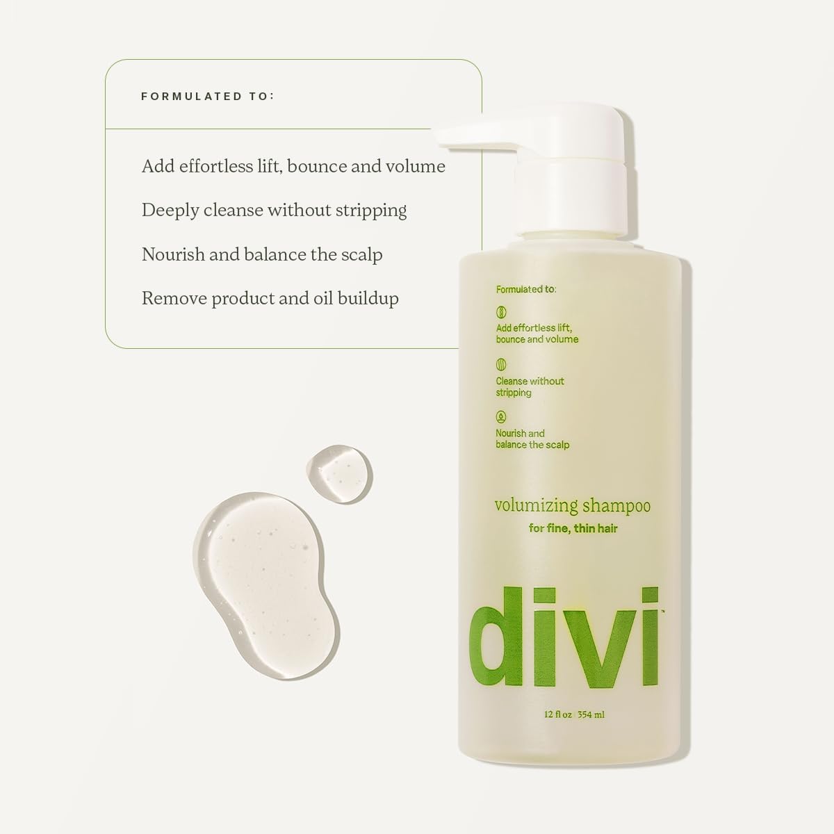 divi shampoo foam texture in hand demonstrating gentle cleansing and lift