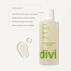 divi shampoo foam texture in hand demonstrating gentle cleansing and lift