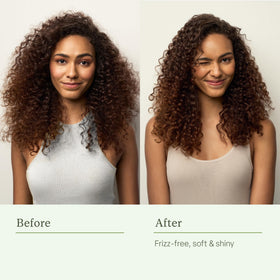 Divi applying mask to damp hair demonstrating quick three-minute benefit