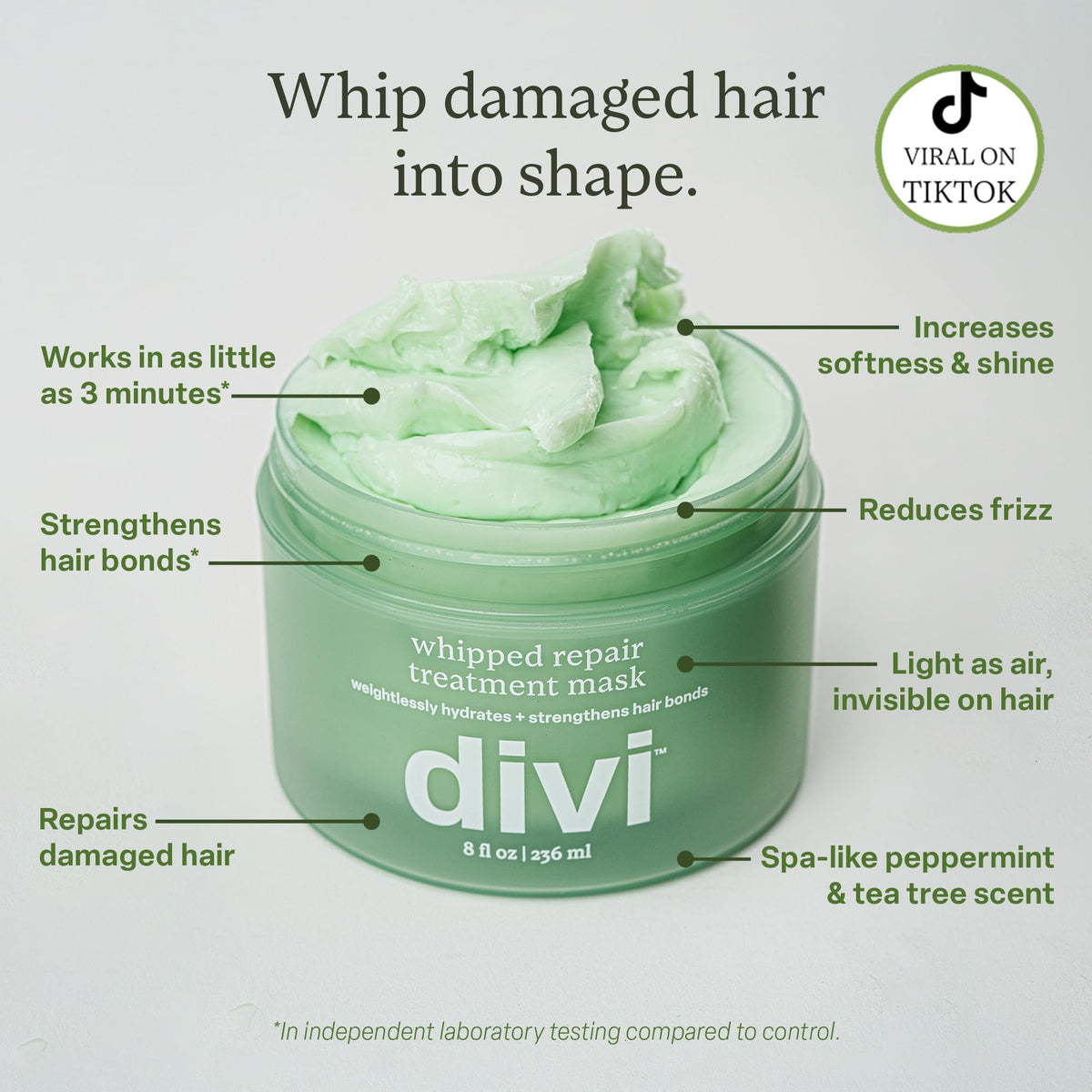 Divi whipped mask texture close-up showing airy consistency benefit