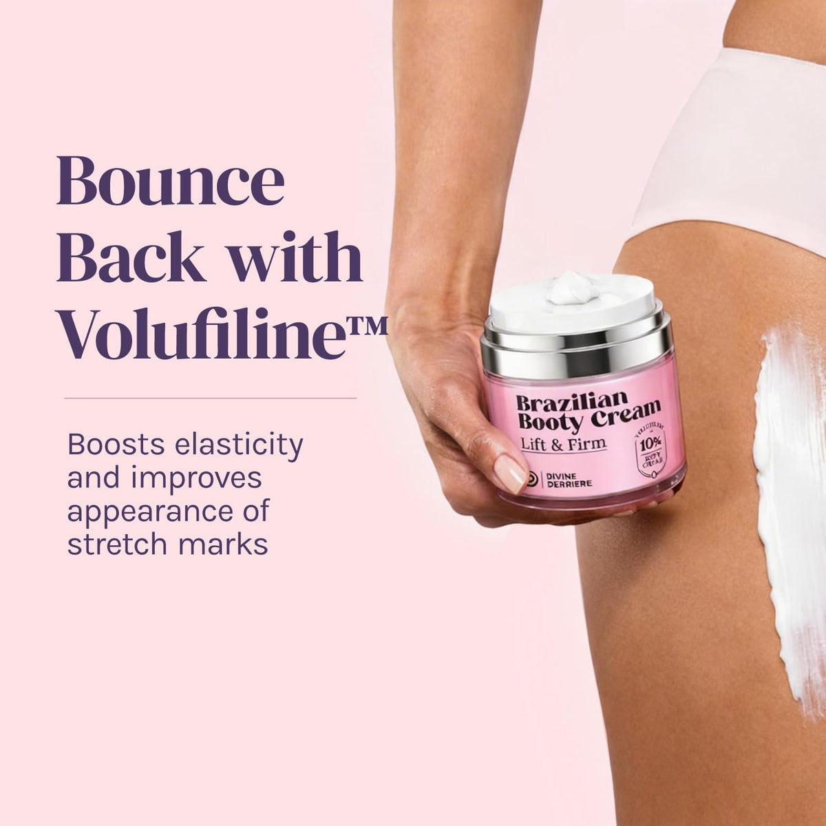 Divine Derriere on bathroom shelf styled to suggest daily bodycare routine