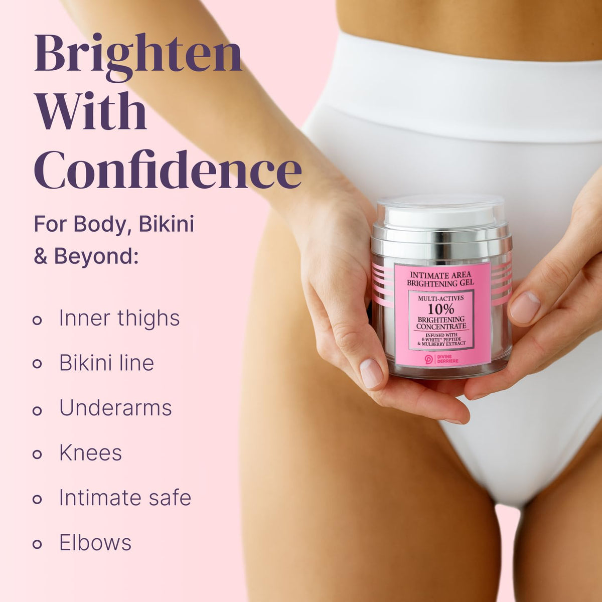 Divine Derriere used underarm demonstrating gentle tone-evening and comfort