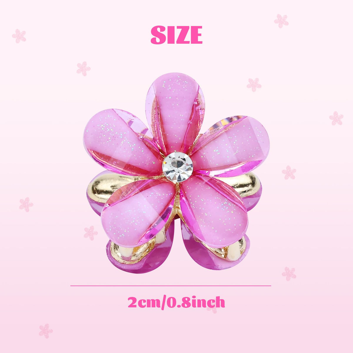 Dizila close-up of plastic resin flower and gold claw highlighting durability