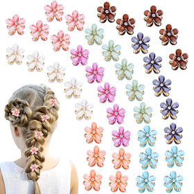 Dizila front packaging showing 40 colorful mini flower hair clips for variety