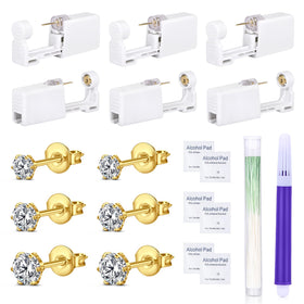 DJCIW front packaging showing complete gold ear piercing kit for convenience