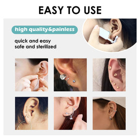 DJCIW piercing gun in use on earlobe showing precise, controlled placement