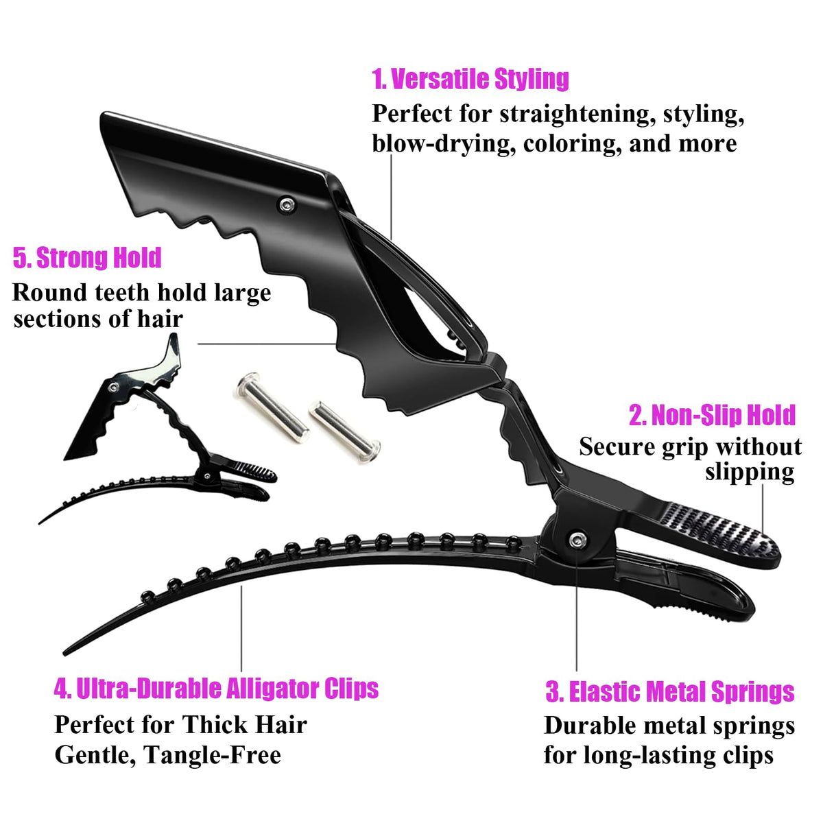 Dkpyt clip wide teeth closeup highlighting strong grip for thick hair