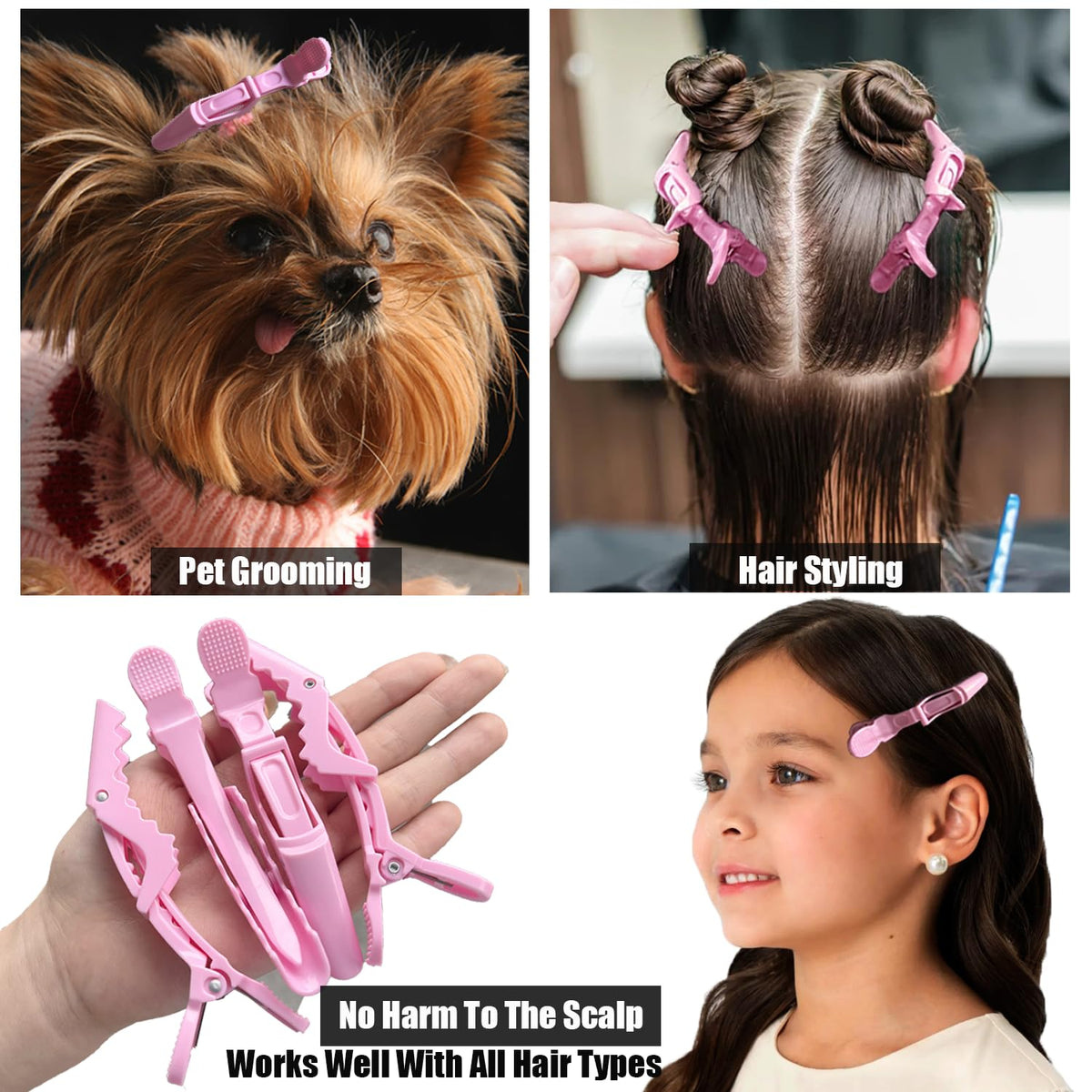 Dkpyt clips holding section of hair during styling for precise control
