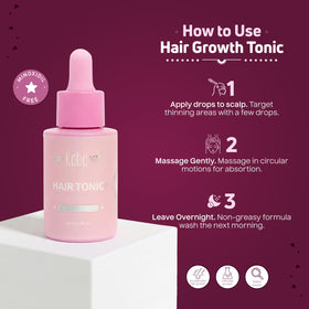 D'Luchi Kaba Tonic next to a ruler showing 1 oz size for travel-friendly convenience