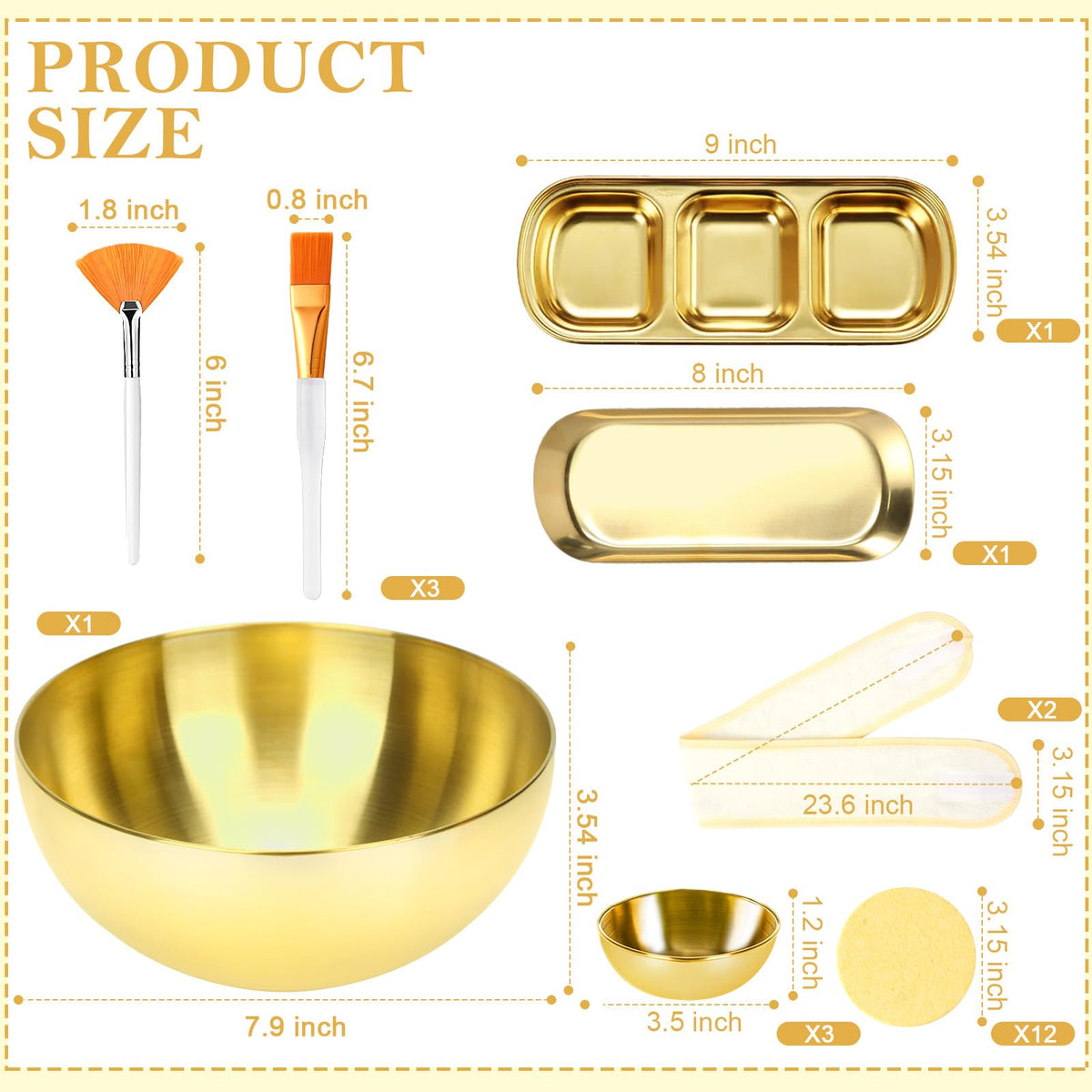 DLUGOPIS stainless steel mixing bowls and large gold bowl for tidy product blending