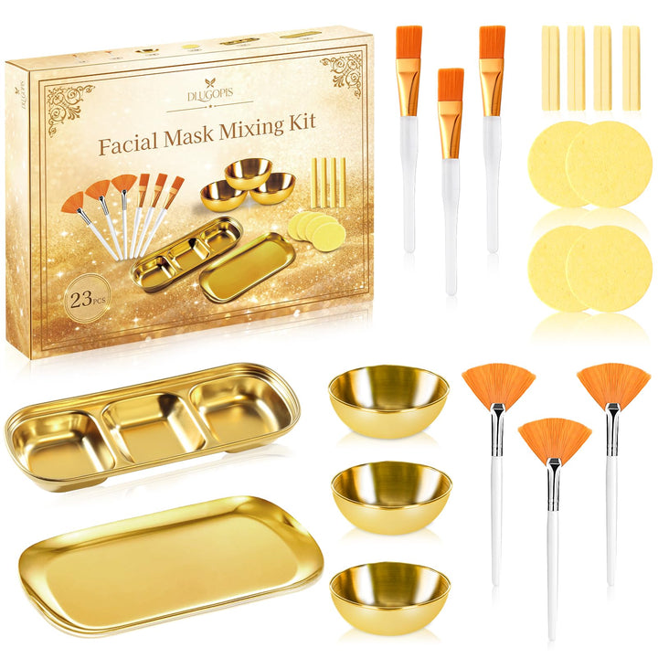 DLUGOPIS kit front packaging showing all included tools and gold finish for professional organization