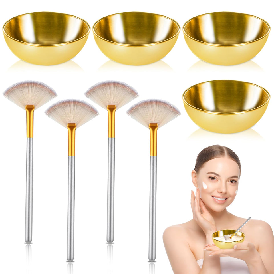 DLUGOPIS front view of gold bowl and brush set, elegant and professional