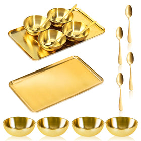 DLUGOPIS gold facial tray front view showing organized presentation and elegant finish
