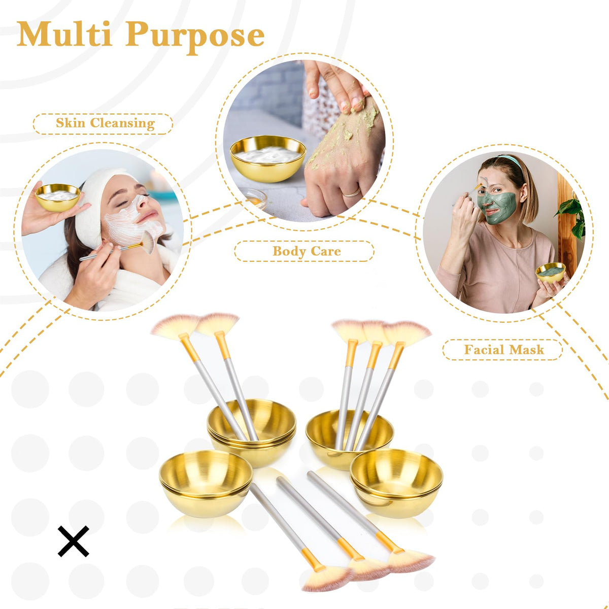 DLUGOPIS mixing a mask in gold bowl, neat blending and low-waste prep