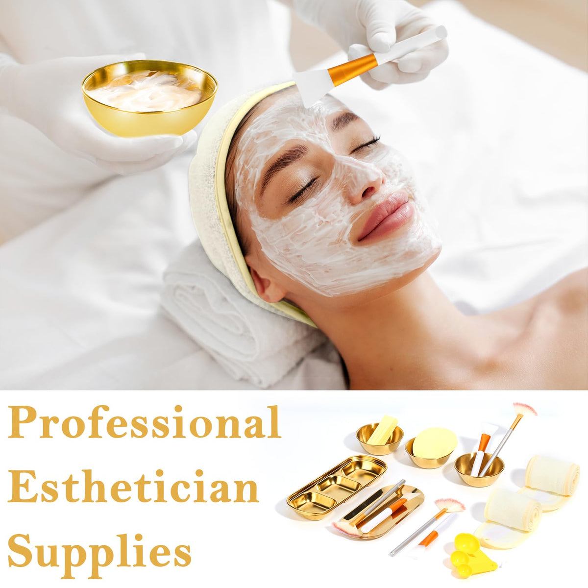 DLUGOPIS spa headbands and hook-and-loop fastener, adjustable fit and keeps hair back
