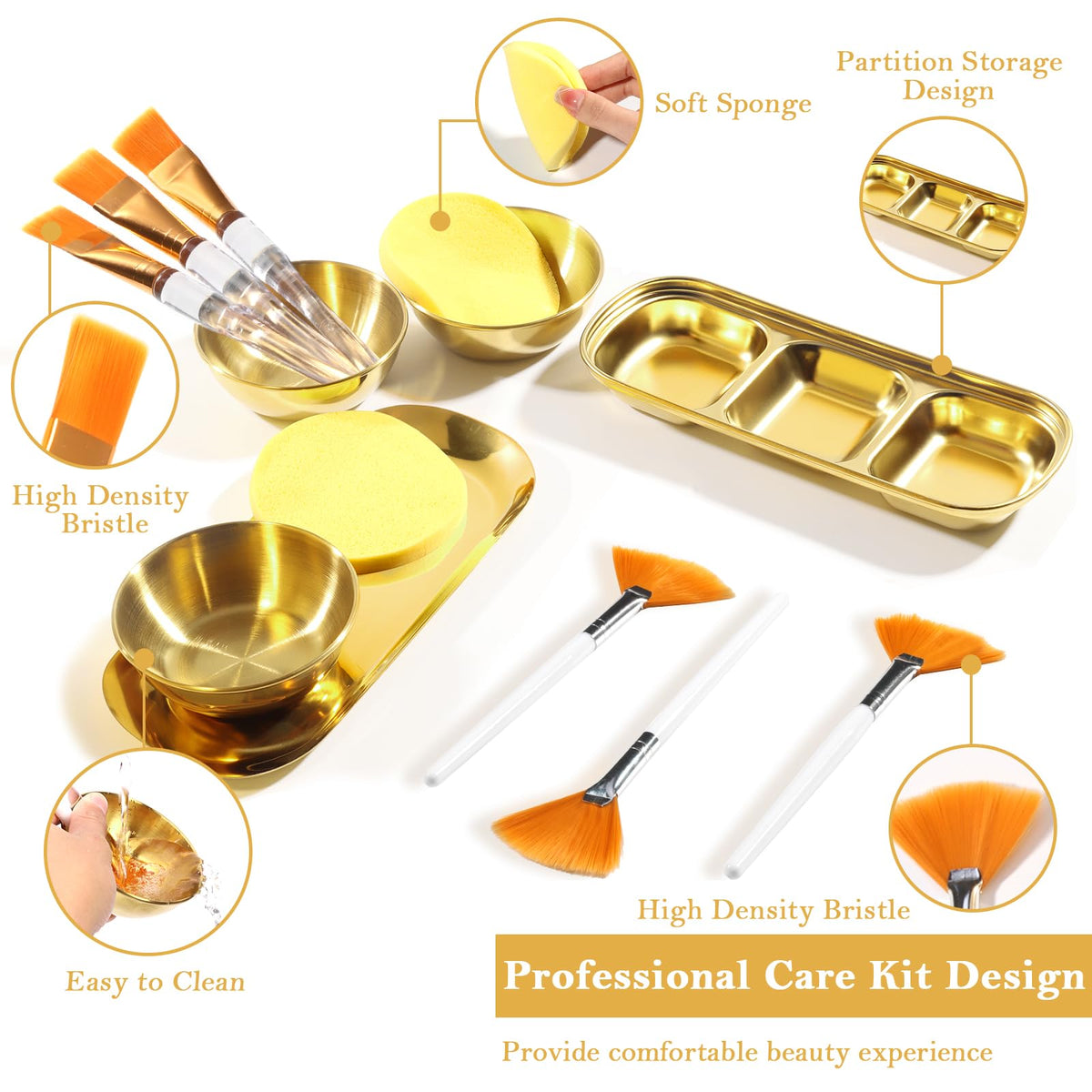 DLUGOPIS three-compartment tray with products organized to speed up mask prep and application