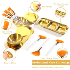 DLUGOPIS three-compartment tray with products organized to speed up mask prep and application