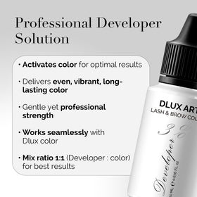 DLUX PROFESSIONAL before and after brows showing fuller, defined natural-looking result