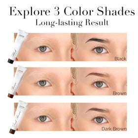 DLUX PROFESSIONAL before and after brows showing fuller, natural-looking definition