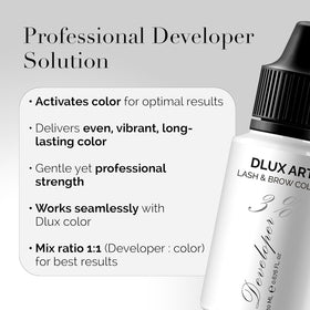 DLUX PROFESSIONAL ingredients label close-up highlighting Vitamin C and gentle formula