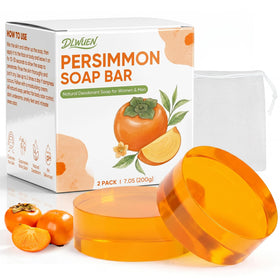 DLWUEN front packaging showing round persimmon soap and benefit of natural odor control
