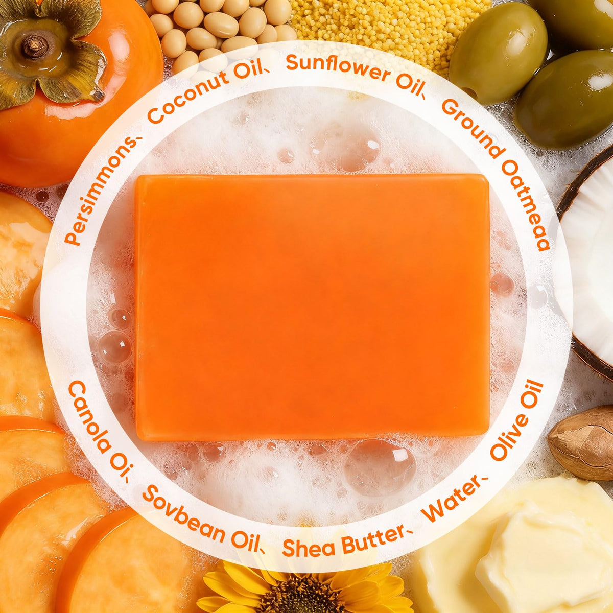 DLWUEN persimmon soap close-up texture highlighting gentle exfoliation benefit
