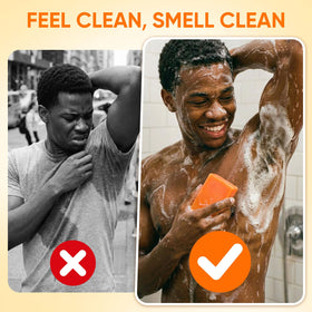 DLWUEN persimmon soap used on feet showing deodorizing and cleansing action