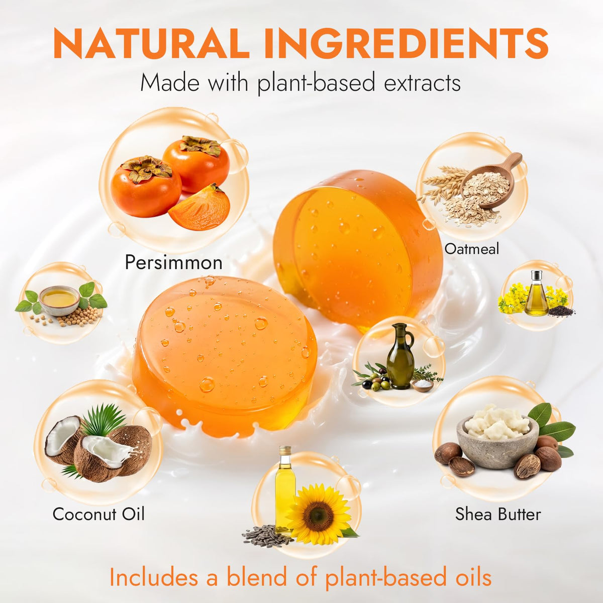 DLWUEN close-up texture of persimmon soap bar highlighting gentle moisturizing feel