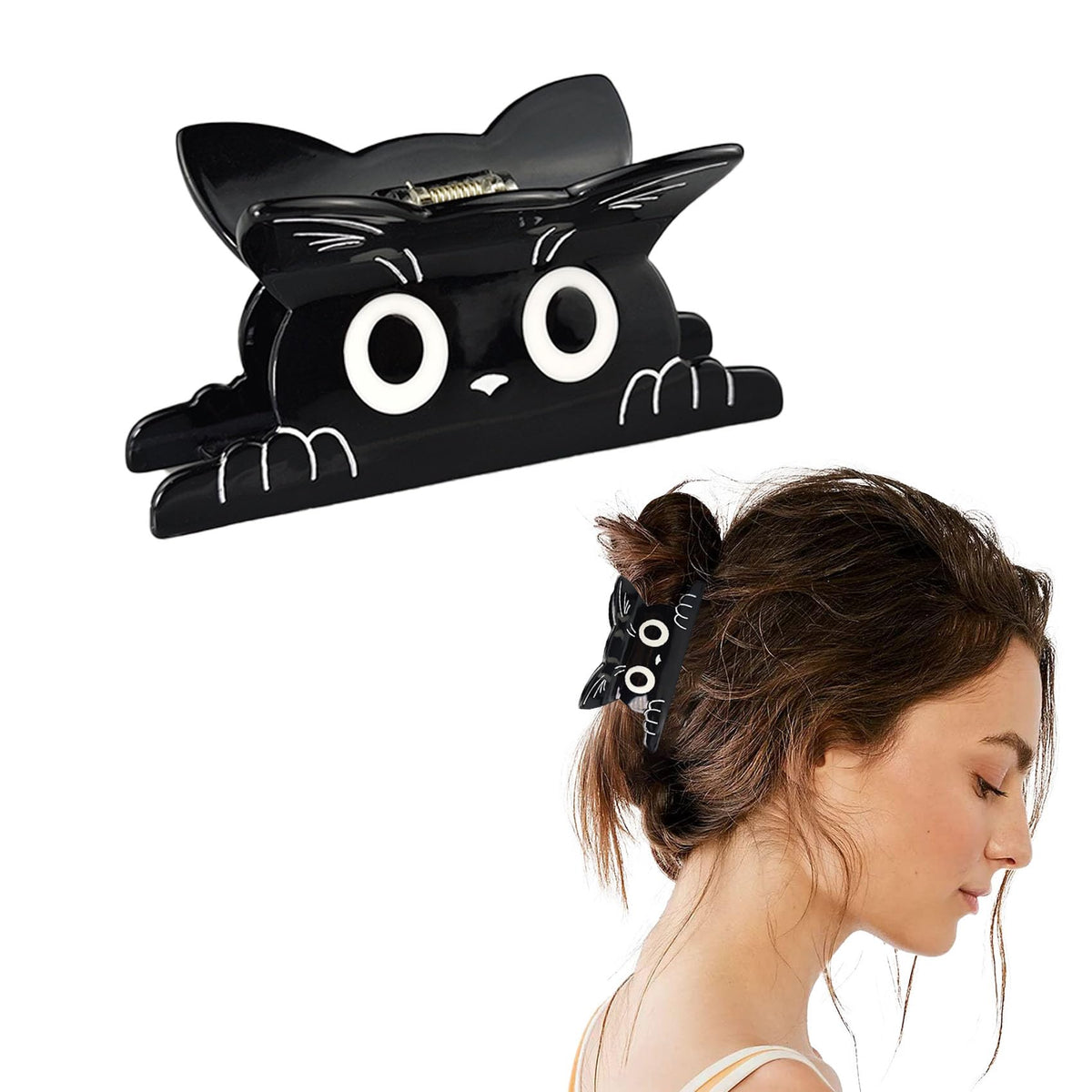 DMJHJY cat clip front view showing glossy finish and playful silhouette for style
