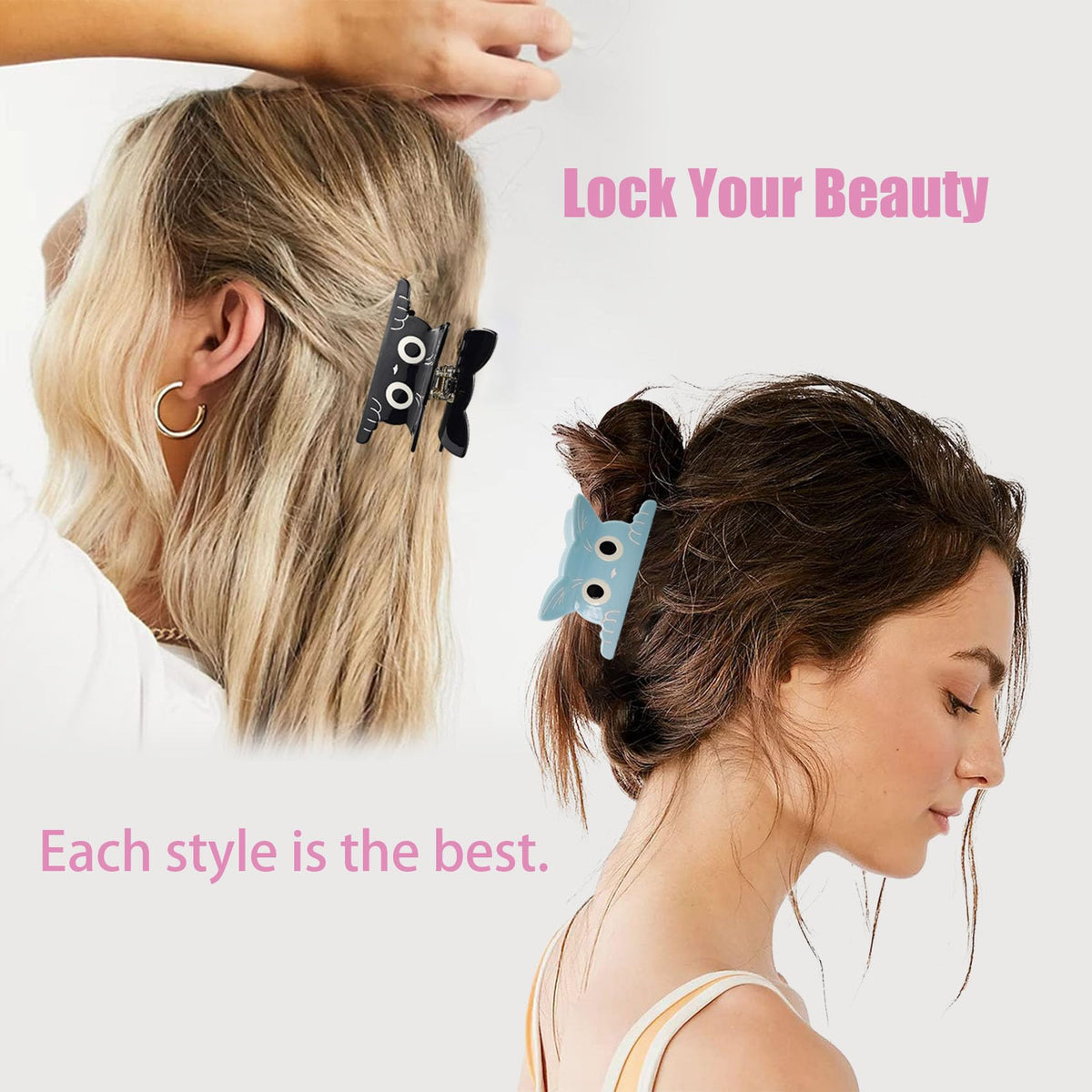 DMJHJY clip worn in a half-up hairstyle offering secure hold and cute look