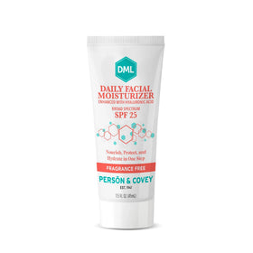DML front packaging showing tube and SPF 25 protection benefit